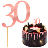 Topper na Tort LICZBA 30 Urodziny RÓŻOWE ZŁOTO