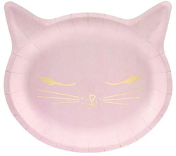 Talerzyki Kotek, 22x20cm, różowe,  6 szt.