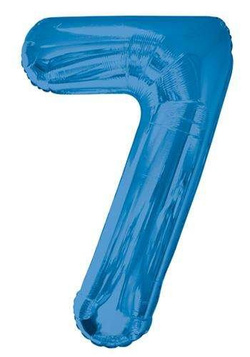 Balon foliowy cyfra  SIEDEM 7  niebieski 100 cm