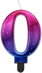 Świeczka na Tort  Cyfra 0 Metalik Nocne Niebo 8cm