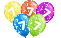 Balony z nadrukiem na 7 urodziny  "7" - 5 szt.