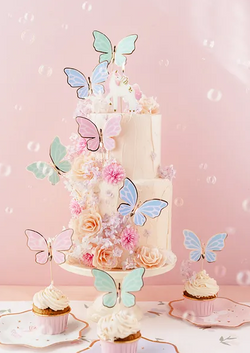 Toppery na tort Motylki, 9 x 6.5 cm 9szt.
