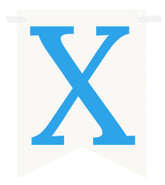 Flagietka, Litera X, Niebieska, 1 szt.