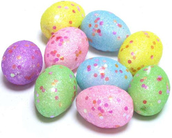 Pisanki brokatowe, 4cm, 9szt.