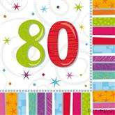 Serwetki urodzinowe 80 urodziny, 16 szt.
