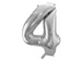 Balon foliowy Cyfra "4", srebrny, 86cm, 1szt.