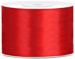 Tasiemka satynowa, czerwona, 50mm/25m