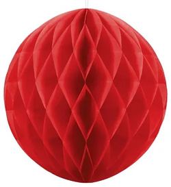 Kula bibułowa, czerwony, 40cm, 1 szt.