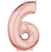 Balon foliowy 26" różowe złoto cyfra "6", 1 szt.