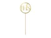 Topper na tort IHS, złoty, 22cm