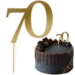Topper na Tort LICZBA 70 Urodziny Party ZŁOTY
