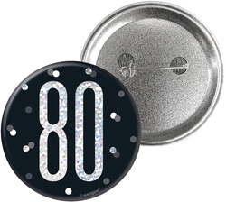 Przypinka Broszka Metalowa 80 Urodziny Czarna