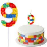 ŚWIECZKA Piker CYFRA 9 KOLOROWE KLOCKI 10cm