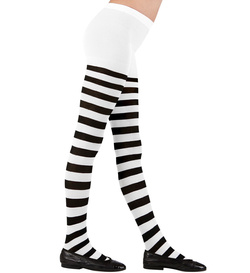 Rajstopy Biało Czarno Paski Wednesday 11-14 lat