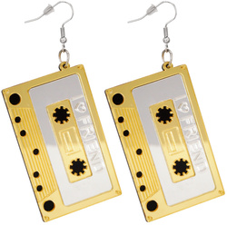 Kolczyki Wiszące KASETY MAGNETOFONOWE Lata 80 90