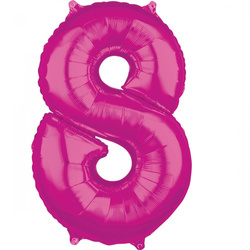 Balon foliowy 26" różowy cyfra "8", 1 szt.