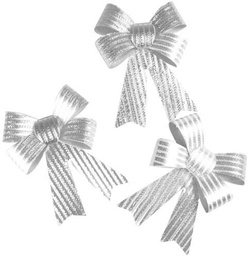 Zestaw kokard dekoracyjnych - prążki srebrne 3szt.