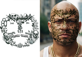 Tatuaż Zmywalny na Twarz THUG LIFE Gangster