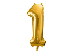 Balon foliowy Cyfra "1", złoty, 86cm, 1szt.