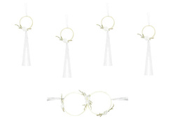 Zestaw rattanowych dekoracji na auto, biały 1op.