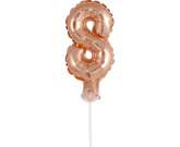 Balon foliowy na tort, Cyfra 8, różowe złoto, 1szt