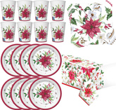 Zestaw Talerzyki Kubeczki Serwetki Obrus POINSECJA