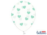 Balony przezroczyste w Serduszka miętowe 30cm 1szt