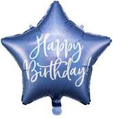 Balon foliowy Happy Birthday, 40cm, granat