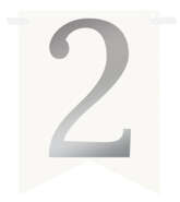 Flagietka, Cyfra 2, Srebrna, 1 szt.