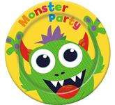 Talerzyki papierowe "Wesołe Potwory" 18 cm, 6 szt.