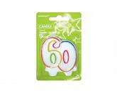 Świeczka urodzinowa liczba 60, z brokatem, 1 szt.