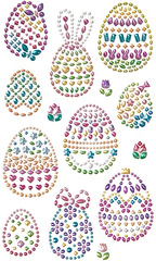 Naklejki z Kryształkami Jajka Wielkanoc 14szt.