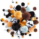 Pomponiki Akrylowe Kolorowe Mix Maści Zwierząt x54