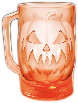 Plastikowy KUFEL z Rączką ŚWIECĄCY DYNIA 700ml
