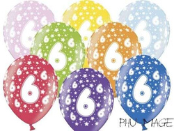 Balony z nadrukiem 6 urodziny, 5 szt. 1 op.