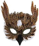 Maska SOWA z Piórami Brązowa Puchacz