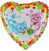 Balon Foliowy Serce Kot Kotek Kotki Urodziny 45cm