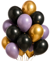 Zestaw Balonów Czarne Złote Fioletowe 15szt.