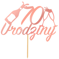 Topper na Tort 70 URODZINY Party RÓŻOWE ZŁOTO