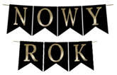 Baner NOWY ROK Czarno Złoty, 1kpl.