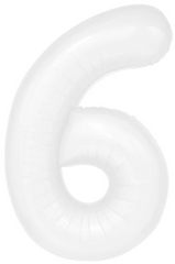 Balon Foliowy Cyfra 6 SZEŚĆ Biały Urodziny 100cm