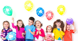 Balony z nadrukiem na 4 urodziny  "4" - 5 szt.