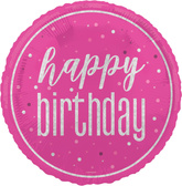 Balon Foliowy HAPPY BIRTHDAY Różowy Urodziny 45cm