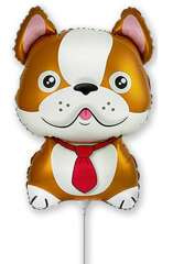 Balon foliowy 14 cali FX - Pies Bulldog, brązowy