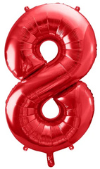 Balon foliowy Cyfra "8", czerwony, 86cm, 1szt.
