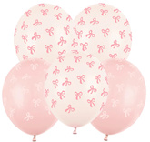 Balony Lateksowe RÓŻOWE KOKARDKI Mix Urodziny 5szt