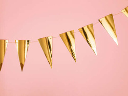 Girlanda Baner Flagietki ZŁOTA Lustrzane 215cm