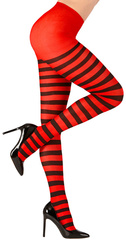 Rajstopy Czerwone Czarne Paski MIKOŁAJKA 70DEN