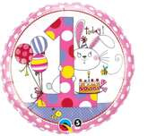 Balon foliowy 45 cm, 1 urodziny dziewczynki 1 szt.