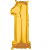 Balon foliowy 26" złoty cyfra "1", 1 szt.